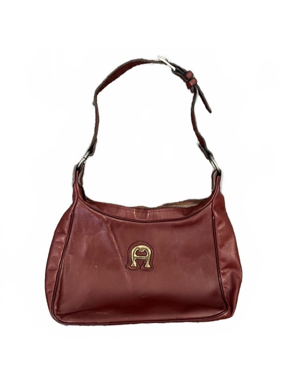 Vintage Etienne Aigner Burgundy Oxblood Red Leather Gold Hardware Shoulder Bag